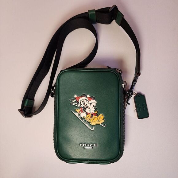NWT Coach CM028 Disney X Coach Stanton Crossbody with Mickey Mouse Winter Motif - Picture 1 of 5